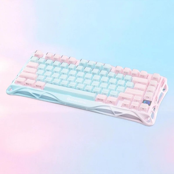 Фото - Клавиатура беспроводная игровая GravaStar Mercury K1 Lite 80keys BSUN Grey, BT/WL/USB Aurora Mist (GSK1LITE_PM_MINT)